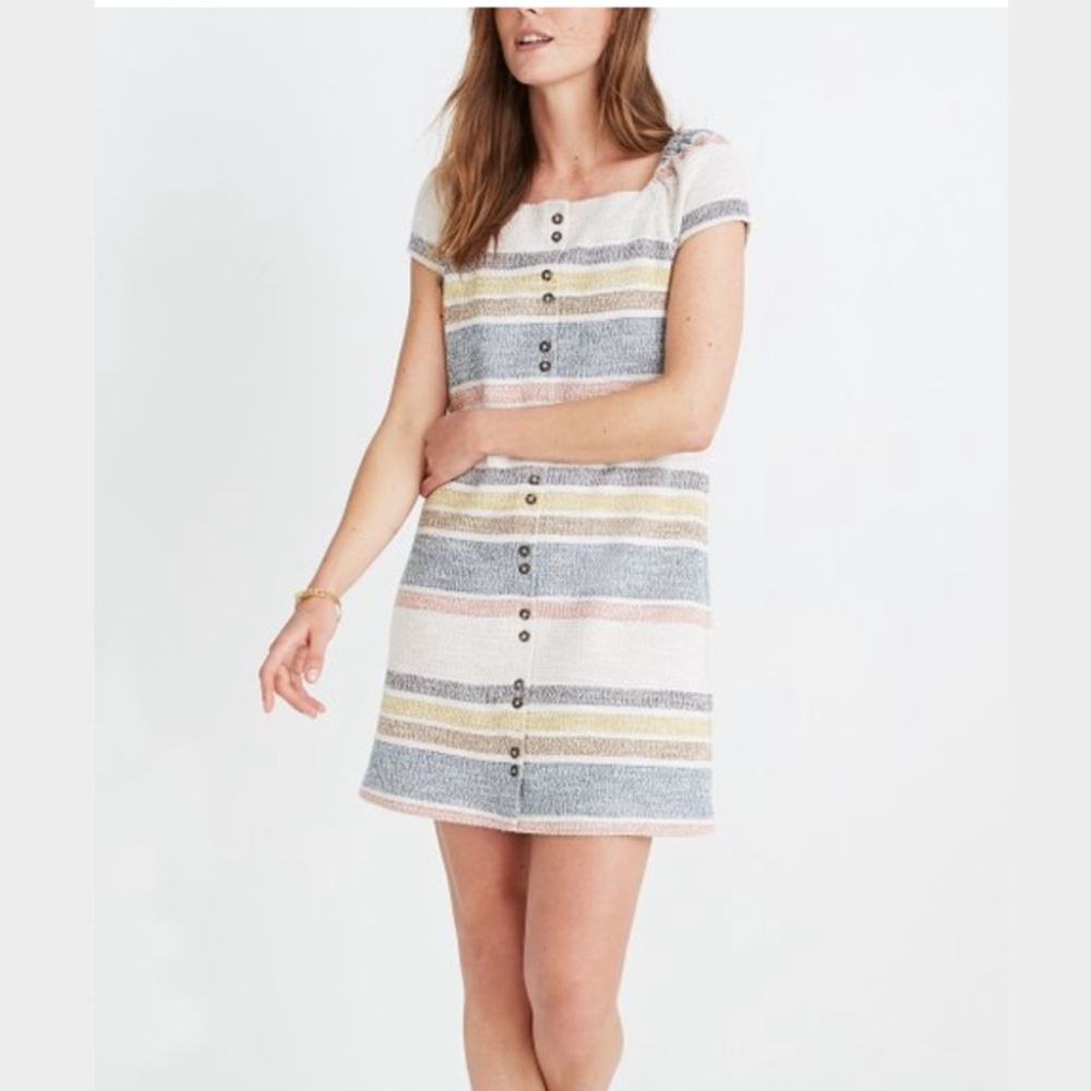 Madewell Lucid‎ Delphine Stripe Cap-Sleeve Dress